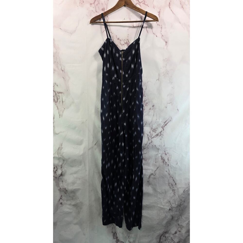 Elevenses Jumpsuit Womens Small Navy Ikat Corset Spaghetti Cropped Boho
